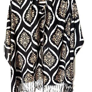 APT9 Women's Scarf Black White Flower Rayon Large Scarf